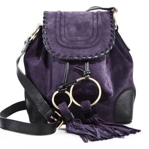 See By Chloe - Rare Midnight Purple Suede & Black Leather Bucket/ Crossbody Bag💜